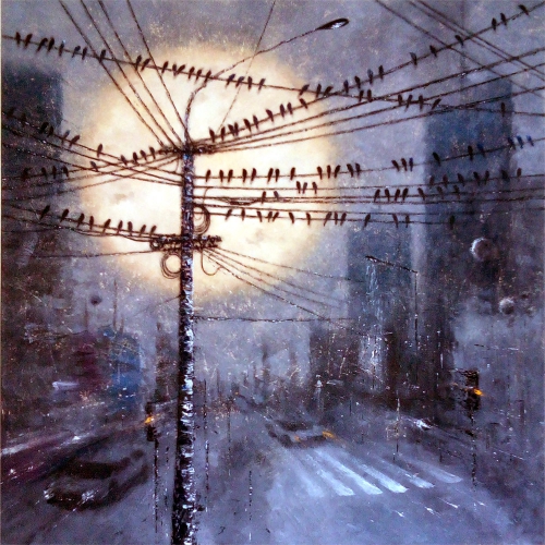 Birds in the city, oil on canvas, 70/70 cm. 2021