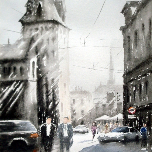 Gdansk, watercolor on paper, 36/50 cm, 2021